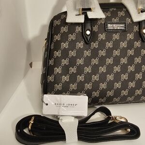 David Jones Black Monogram Crossbody Bag NWT